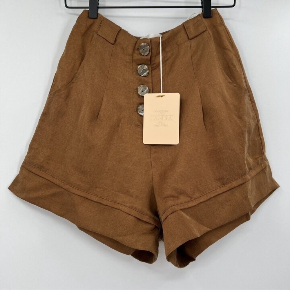 Sancia Women's Bonnie Shorts in Mocha Brown sz XS High Rise Wide Leg Button Fly